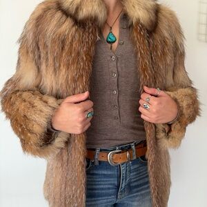 Luxurious SAGA furs genuine fox fur vintage coat S/M